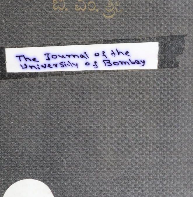The Journal Of The University of Bombay Vol-V Part-III